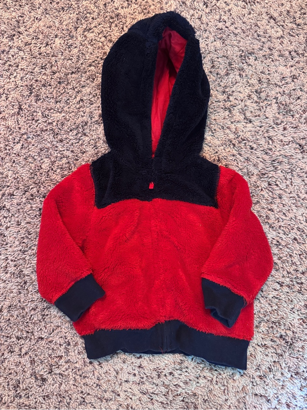 GAP Kids Red and Black Hooded Sherpa Jacket